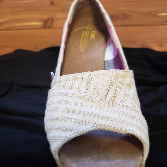 Tom's peep toe wedge canvas shoes - Picture 6 of 8